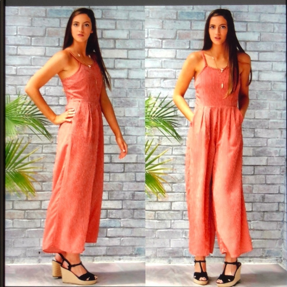 rust and cream striped Jumpsuit - Picture 4 of 5